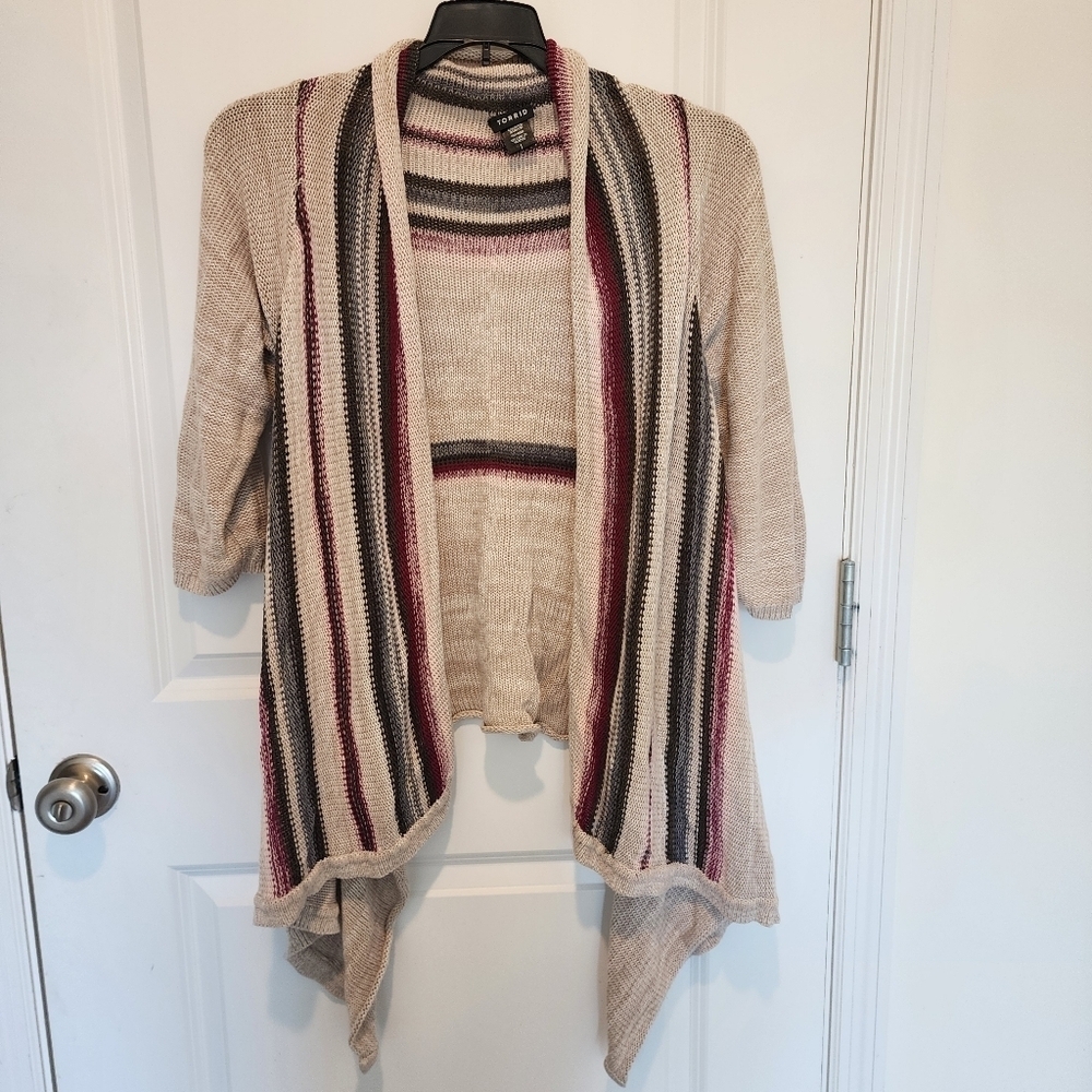 TORRID Multi-Color Striped Open-Front Waterfall Knit Cardigan Women's 1X Layer - Picture 6 of 13